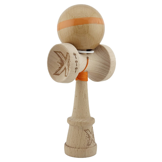 Kendama X Originala, Profesionala, Vivimall, Super Sticky, Cupe Mari KING SIZE V3, Gaura in Baza, Rulment Metalic, din lemn 18 cm, Ata 55 cm, Original Portocaliu - vivimall.ro