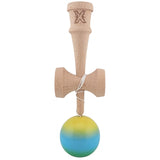 Kendama X Originala, Profesionala, Vivimall, Super Sticky din Lemn, 18 cm, Gradient Galben/Albastru deschis/Verde - vivimall.ro