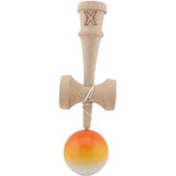 Kendama X Originala, Profesionala, Vivimall, Super Sticky din Lemn, 18 cm, Gradient Portocaliu/Galben/Alb - vivimall.ro