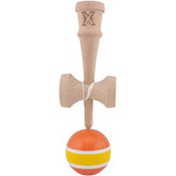 Kendama X Originala, Profesionala, Vivimall, Super Sticky din Lemn, 18 cm, Portocaliu/Galben/Alb - vivimall.ro