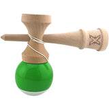 Kendama X Originala, Profesionala, Vivimall, Super Sticky din Lemn, 18 cm, Verde/Alb - vivimall.ro