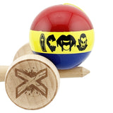Detaliu ață kendama 55 cm flexibilă și rezistentă, model Tricolor Vampir Dracula