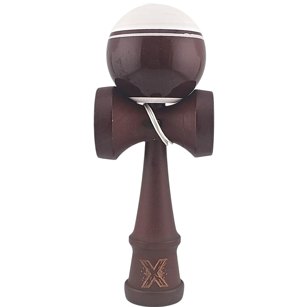 Kendama X Originala, Profesionala Limited, Vivimall, din Lemn, Super Sticky, 18 cm, Alb/Maro inchis - vivimall.ro