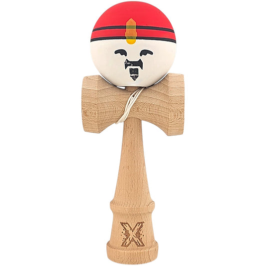 Kendama X Originala, Profesionala, Rege din Lemn, 18 cm, Rosu/Alb/Galben - vivimall.ro