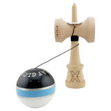 Kendama X Originala ROYAL SPIKE, Profesionala, Vivimall, Cupe Mari KING SIZE V3, Super Sticky, Gaura in Baza, Rulment Metalic, din lemn 18 cm, Ata 55 cm, Inel Albastru deschis