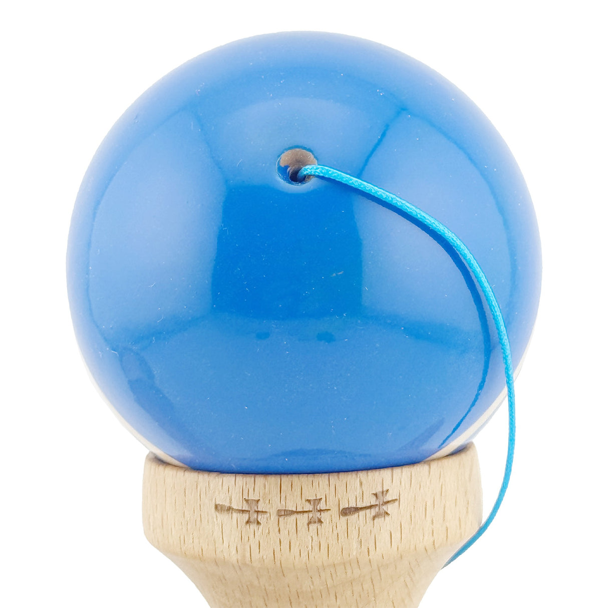 Kendama X Rainbow Originala, Profesionala, Flippy, Big Cups V2, Super Sticky cu Cupe Mari, Rulment Metalic, din lemn 18 cm, Ata 55 cm, Albastru/Maro - vivimall.ro