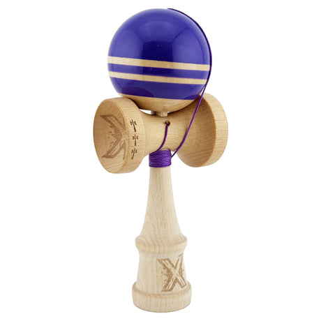 Kendama X Rainbow Originala, Profesionala, Vivimall, Big Cups V2, Super Sticky cu Cupe Mari, Rulment Metalic, din lemn 18 cm, Ata 55 cm, Violet/Maro