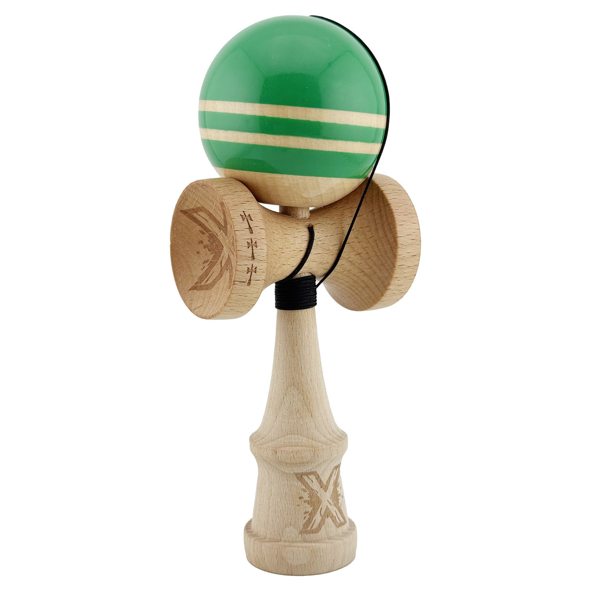 Kendama Originala X - RAINBOW , Profesionala, Vivimall, din Lemn, 18 cm, Verde -largel balls+large handle  +Original Super Sticky