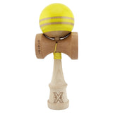 Kendama X Rainbow Originala, Profesionala, Flippy, Big Cups V2, Super Sticky cu Cupe Mari, Rulment Metalic, din lemn 18 cm, Ata 55 cm, Galben/Maro - vivimall.ro