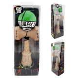 Kendama X TE IUBESC Originala, Profesionala, Vivimall, Super Sticky cu Cupe Mari KING SIZE V3, Gaura in Baza, Rulment Metalic, din lemn 18 cm, Ata 62/65 cm, Verde/Alb - vivimall.ro