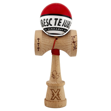 Kendama X TE IUBESC Originala, Profesionala, Vivimall, Super Sticky cu Cupe Mari KING SIZE V3, Gaura in Baza, Rulment Metalic, din lemn 18 cm, Ata 62/65 cm, Rosu/Alb - vivimall.ro