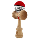Kendama X TE IUBESC Originala, Profesionala, Vivimall, Super Sticky cu Cupe Mari KING SIZE V3, Gaura in Baza, Rulment Metalic, din lemn 18 cm, Ata 62/65 cm, Rosu/Alb - vivimall.ro