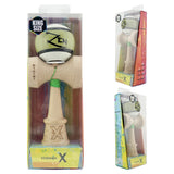 Kendama X Zen Series Originala, Profesionala, Vivimall, Super Sticky cu Cupe Mari V3, King Size Cups, Rulment Metalic si Gaura in Baza, din Lemn 18 cm, Ata 55 cm, Verde
