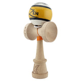 Kendama X Zen Series Originala, Profesionala, Vivimall, Super Sticky cu Cupe Mari V3, King Size Cups, Rulment Metalic si Gaura in Baza, din Lemn 18 cm, Ata 55 cm, Auriu