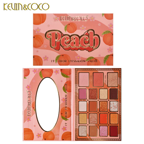 Palete de Machiaj, KEVIN & COCO, Peach, Fard de Pleoape, 19 culori, 19x13x1.5 cm - vivimall.ro