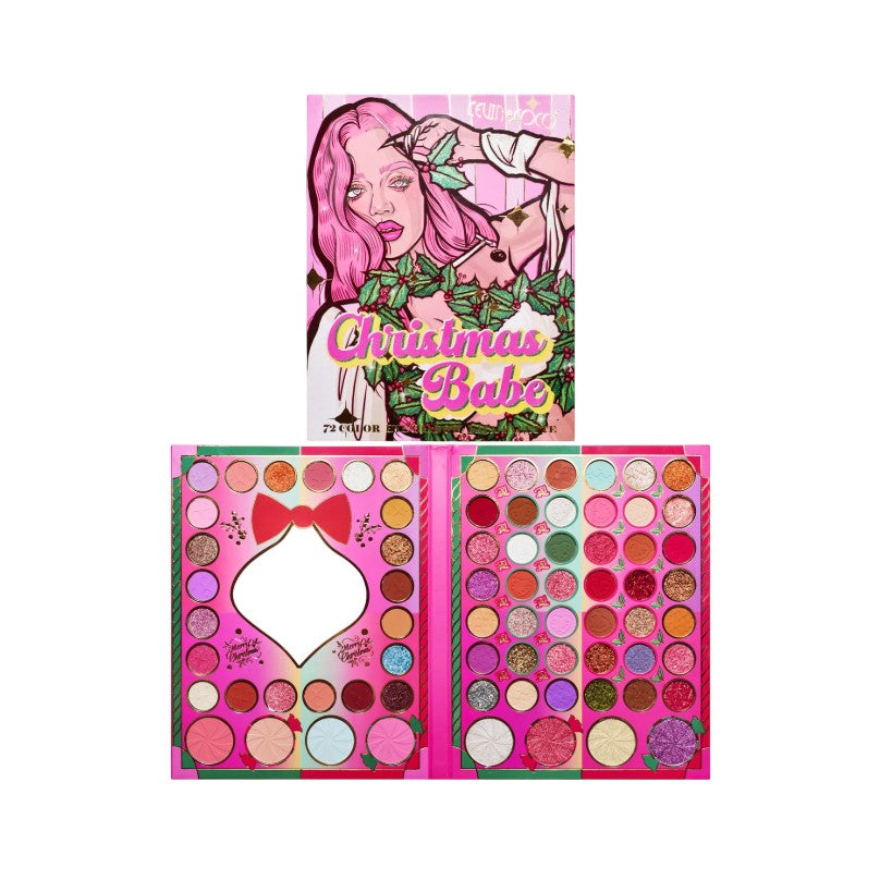 Set De Machiaj Kevin&Coco, 72 De Culori, Paleta De Farduri, Iluminatoare, Blush, Model Christmas Babe, Oglinda Glob, 25.5X20X1.7 Cm, Multicolor - vivimall.ro
