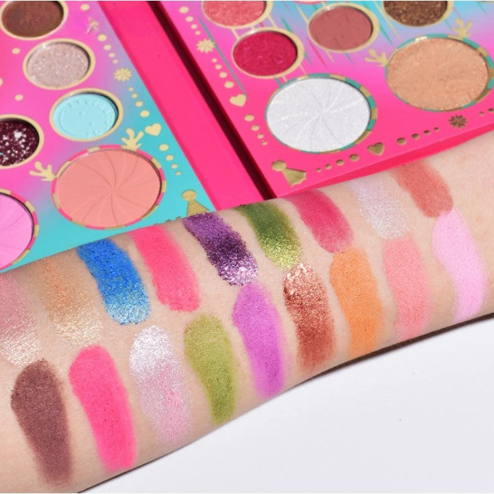 Set De Machiaj Kevin&Coco, 72 De Culori, Paleta De Farduri, Iluminatoare, Blush, Model Christmas Babe, Oglinda Rotunda, 25.5X20X1.7 Cm, Multicolor - vivimall.ro