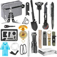 Kit supravietuire multifunctional Flippy, Instrumente profesionale, Agatatoare ghiozdan, pentru Camping, Drumetii, Aventuri in aer liber, borseta inclusa, gri - vivimall.ro