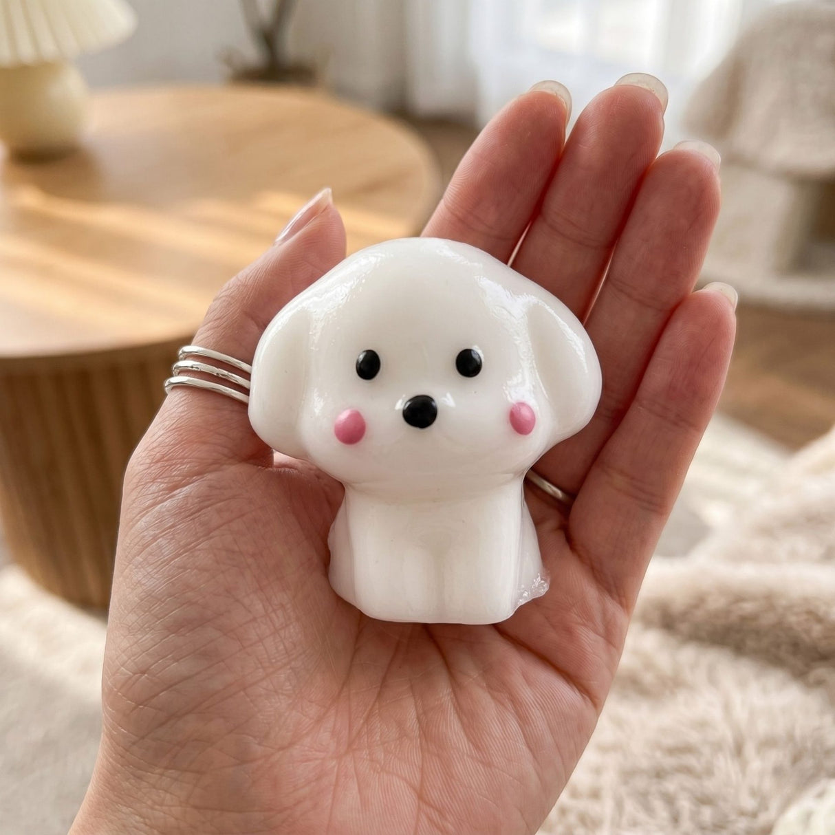 Squishy Flippy cățeluș Kawaii apăsat ușor, demonstrație elasticitate silicon TPR non-toxic