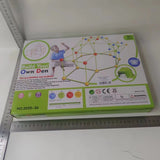 Kit De Constructie Fort 3D Pentru Copii, 560 G, 36 Sfere, 51 Tije, Panza Verde Impermeabil, 3 Ani, Educativ, Multicolor