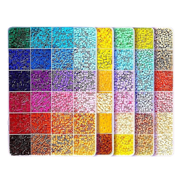 Kit mărgele perle DIY 3D cu 10000 piese în 120 culori, diametru 2.6 mm, cutie organizatoare multicolor, vedere de ansamblu