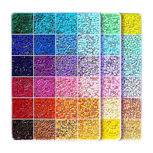 Kit mărgele perle DIY 3D cu 6000 piese în 72 de culori, cutie organizatoare compartimentată, vedere frontală