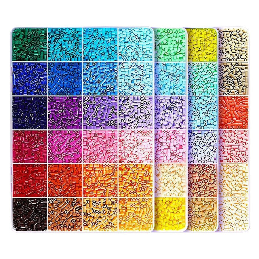 Kit mărgele perle DIY 3D cu 8000 piese în 96 culori, cutie organizatoare compartimentată, diametru 2.6 mm