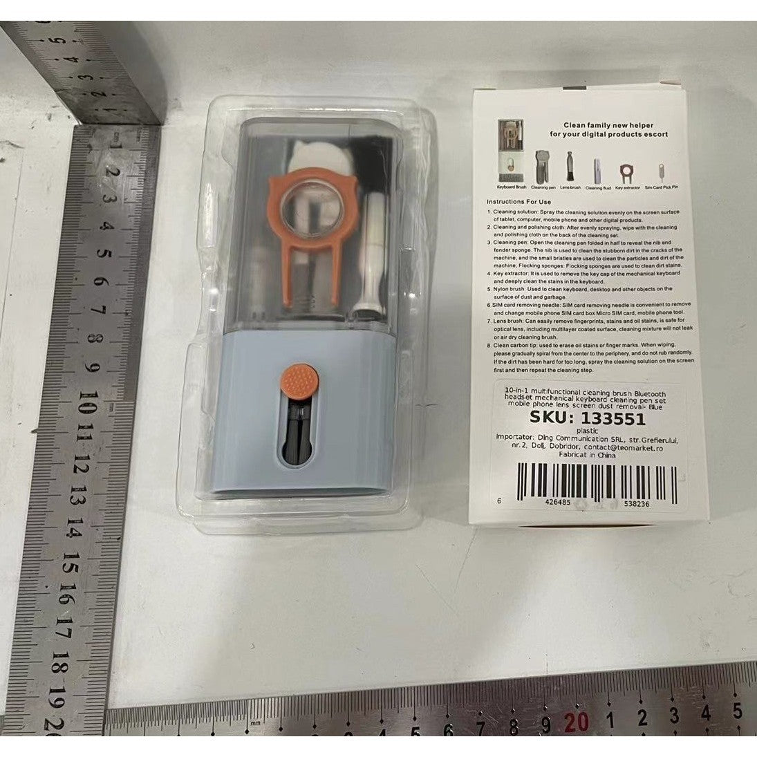 Kit Multifunctional de Curatare Produse Electronice 10in1, Flippy, pentru Laptop, Tastatura, Telefon, Casti, Albastru - vivimall.ro