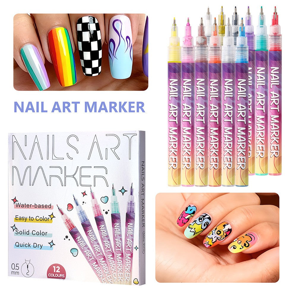 Detaliu vârf ultra fin 0.5 mm marker acrilic Flippy, pentru linii precise în nail art
