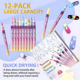 Marker acrilic Flippy în uz pe unghie, desen floral realizat cu vârf de 0.5 mm