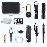 Kit Supravietuire 19 In 1 Cutit/Busola/Lanterna/Fluier/Chingi/Paracord, Pentru Caping, Drumetii, Aventuri, Insturmente Profesionale, Negru - vivimall.ro
