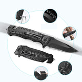 Kit Supravietuire 19 In 1 Cutit/Busola/Lanterna/Fluier/Chingi/Paracord, Pentru Caping, Drumetii, Aventuri, Insturmente Profesionale, Negru - vivimall.ro