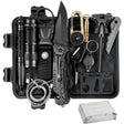 Kit Supravietuire 19 In 1 Cutit/Busola/Lanterna/Fluier/Chingi/Paracord, Pentru Caping, Drumetii, Aventuri, Insturmente Profesionale, Negru - vivimall.ro