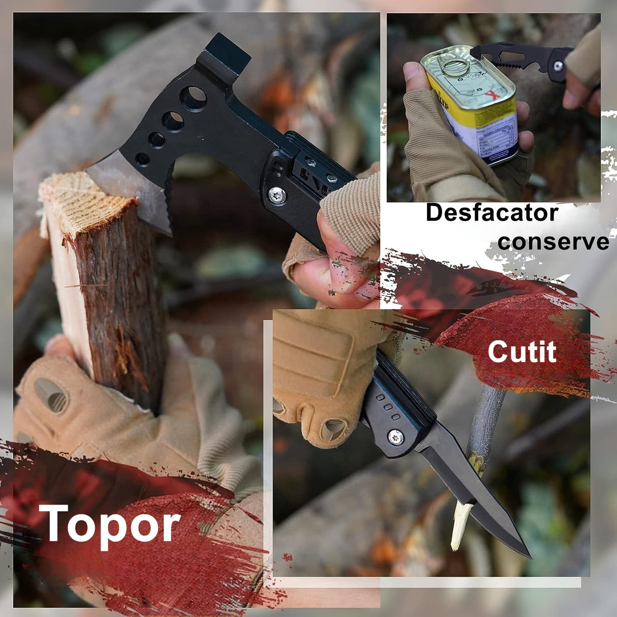 Kit Supravietuire Multifunctional 16 In 1 Instrumente Profesionale, Agatatoare Ghiozdan, Pentru Camping, Drumetii, Aventuri In Aer Liber, Borseta Inclusa, Negru - vivimall.ro