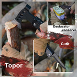 Kit Supravietuire Multifunctional 16 In 1 Instrumente Profesionale, Agatatoare Ghiozdan, Pentru Camping, Drumetii, Aventuri In Aer Liber, Borseta Inclusa, Negru - vivimall.ro