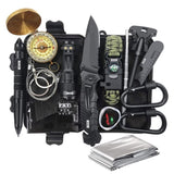 Kit Supravietuire Multifunctional 16 In 1 Instrumente Profesionale, Agatatoare Ghiozdan, Pentru Camping, Drumetii, Aventuri In Aer Liber, Borseta Inclusa, Negru - vivimall.ro