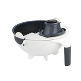 Tocator Multifunctional, Lame Otel Inoxidabil, Cu Suport Scurgere, Maner, Protectie Mana, 22X22X12 Cm, Alb Negru - vivimall.ro