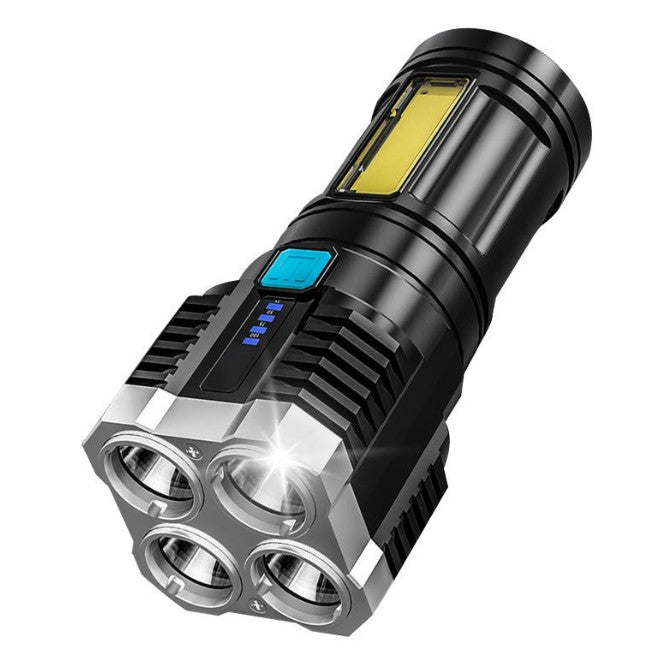 Lanterna Led Tactica 2 In 1, 4 Moduri De Iluminare, Tip Proiector Cob, Rezistenta La Apa, Reincarcabila, Usb, Lanterna De Drumetii, 13.6 X 5 Cm, Negru - vivimall.ro