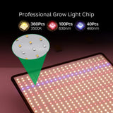 Lampa Crestere Plante, Flippy, Model Keel Edge, 500 LED, 85-265 V, 45 W, Spectru Alb Cald, Rosu si Albastru, 30 x 30 cm, Negru - vivimall.ro
