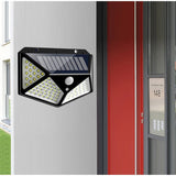 Lampa Cu Incarcare Solara Pentru Exterior, 100 Led Cu Distanta De Inductie, Montaj Pe Perete, Fara Cabluri, Cu 4 Fete - vivimall.ro