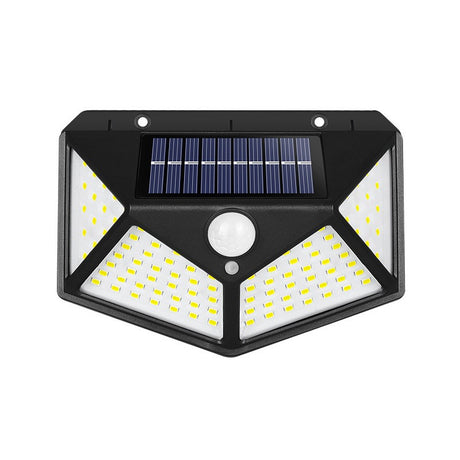 Lampa Cu Incarcare Solara Pentru Exterior, 100 Led Cu Distanta De Inductie, Montaj Pe Perete, Fara Cabluri, Cu 4 Fete - vivimall.ro