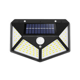 Lampa cu incarcare solara pentru exterior, 100 LED cu distanta de inductie, montaj pe perete, fara cabluri, cu 4 fete, Vivimall