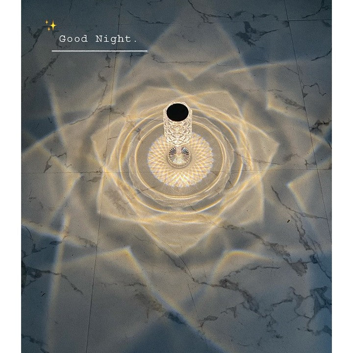 Lampa de birou pe LED RGB 16, Vivimall, dimmer tactil, 3 nivele de intensitate, incarcare USB, 3W, Cristal Acrilic, 13x28 cm, cu telecomanda, forma veioza, transparent - vivimall.ro