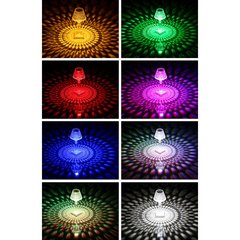 Lampa De Birou Pe Led Rgb 16, Dimmer Tactil, 3 Nivele De Intensitate, Incarcare Usb, 3W, Cristal Acrilic, Cu Telecomanda, Forma Pahar - vivimall.ro
