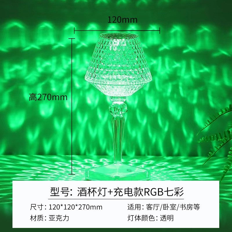 Lampa De Birou Pe Led Rgb 16, Dimmer Tactil, 3 Nivele De Intensitate, Incarcare Usb, 3W, Cristal Acrilic, Cu Telecomanda, Forma Pahar - vivimall.ro