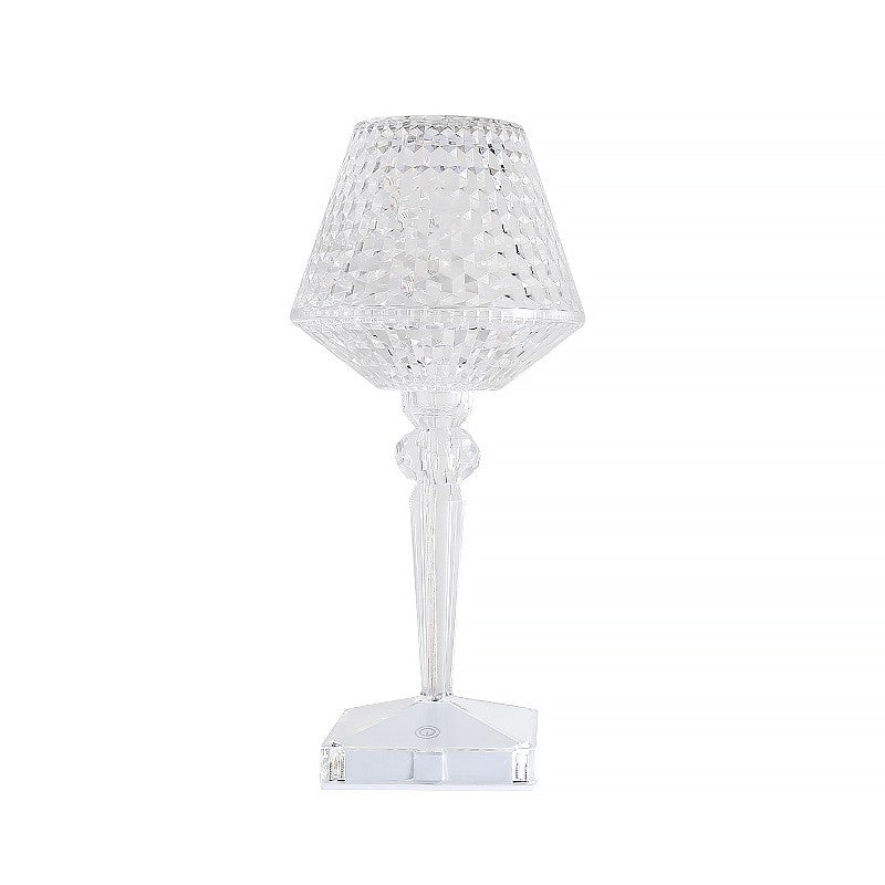 Lampa De Birou Pe Led Rgb 16, Dimmer Tactil, 3 Nivele De Intensitate, Incarcare Usb, 3W, Cristal Acrilic, Cu Telecomanda, Forma Pahar - vivimall.ro