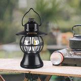 Lampa De Camping Retro Portabila, Felinar Vintage Led Abs, Acumulator Inclus 1200 Mah, Reincarcabila, 20 Cm Inaltime, 3 Moduri De Iluminare, Intensitate Reglabila,Lampa Portabila Pentru Cort In Aer Liber - vivimall.ro