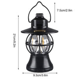 Lampa De Camping Retro Portabila, Felinar Vintage Led Abs, Acumulator Inclus 1200 Mah, Reincarcabila, 20 Cm Inaltime, 3 Moduri De Iluminare, Intensitate Reglabila,Lampa Portabila Pentru Cort In Aer Liber - vivimall.ro