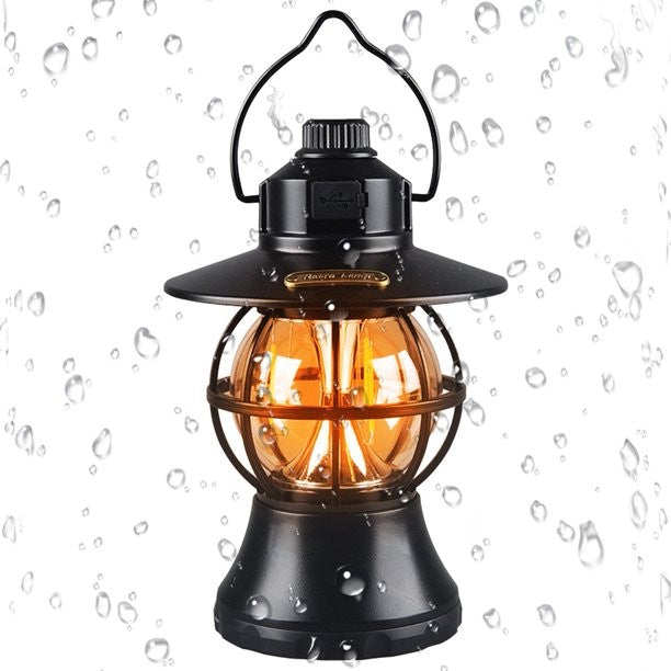 Lampa De Camping Retro Portabila, Felinar Vintage Led Abs, Acumulator Inclus 1200 Mah, Reincarcabila, 20 Cm Inaltime, 3 Moduri De Iluminare, Intensitate Reglabila,Lampa Portabila Pentru Cort In Aer Liber - vivimall.ro