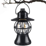 Lampa De Camping Retro Portabila, Felinar Vintage Led Abs, Acumulator Inclus 1200 Mah, Reincarcabila, 20 Cm Inaltime, 3 Moduri De Iluminare, Intensitate Reglabila,Lampa Portabila Pentru Cort In Aer Liber - vivimall.ro